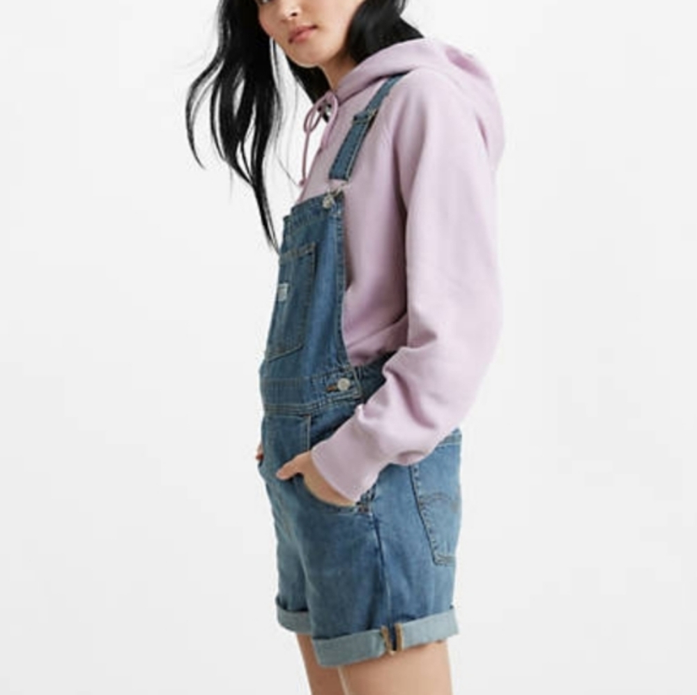 LEVI'S Vintage Denim Shortalls Short Overalls - Picture 2 of 6